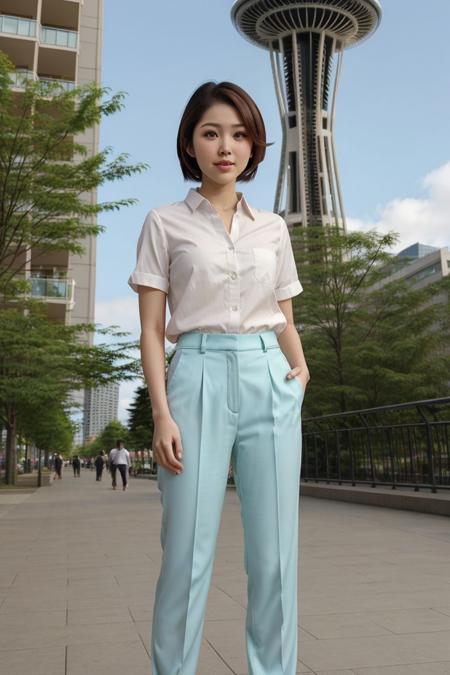 36601-2660523157-_lora_honoka_ayukawa_obj20_0.5_, full_body, standing, sandals, (shirt), pants, (seattle space needle), (honoka_ayukawa_ 1.2), pe..jpg